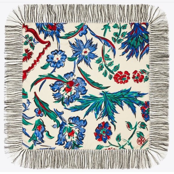 Porcelain Thistle Silk Square Scarf from Tory Burch - Picture 1 of 12